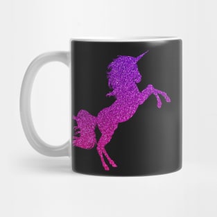 Bright Pink Purple Ombre Faux Glitter Unicorn Mug